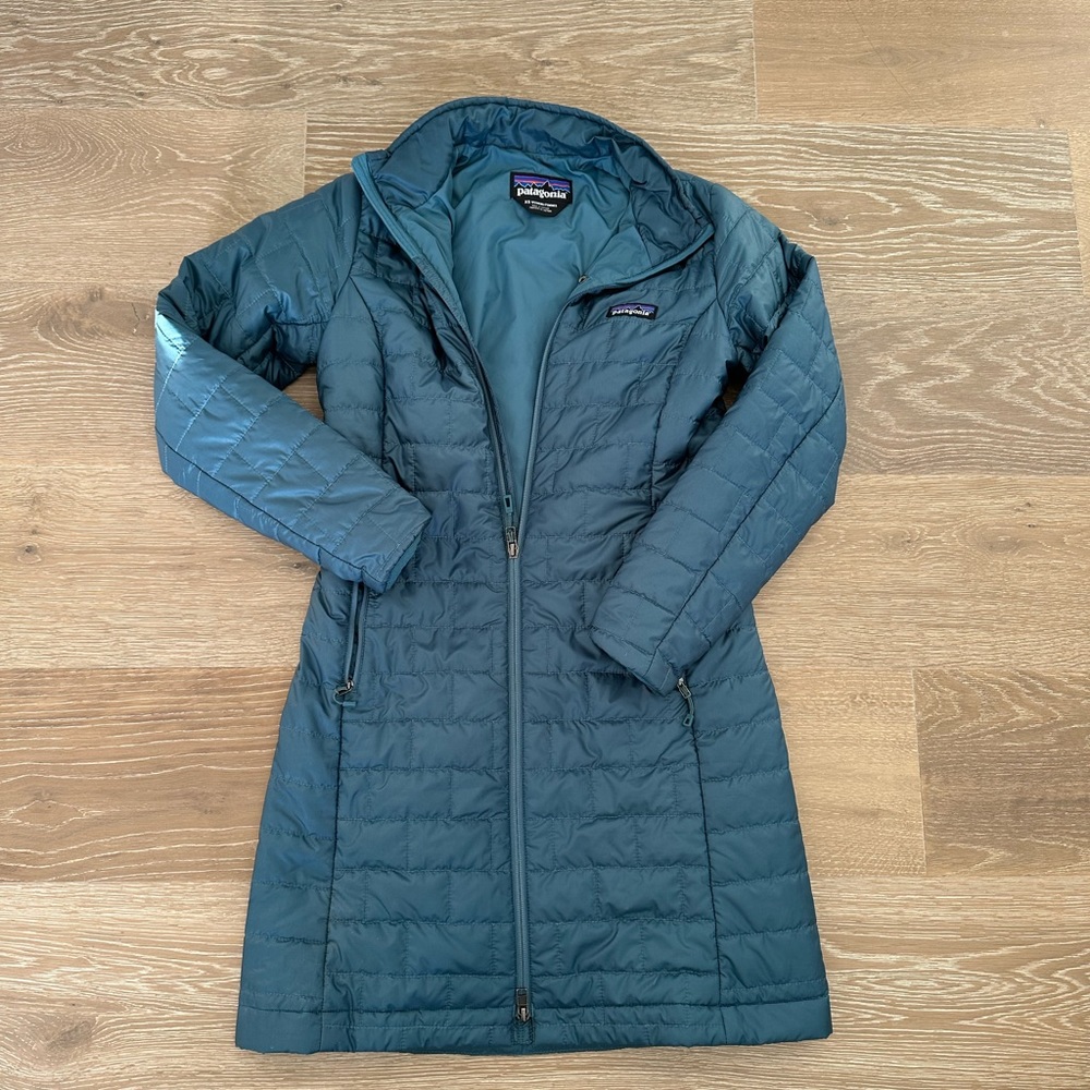 Patagonia nano puff parka teal grey worn only a few times